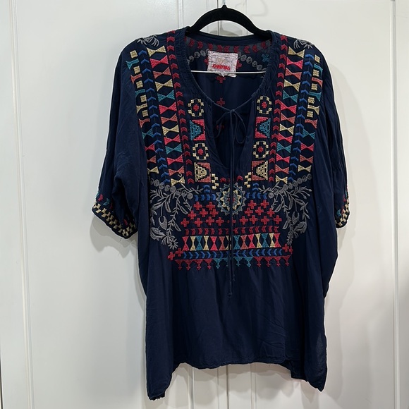 Johnny Was beautiful blue embroidered blouse size M - Picture 4 of 9